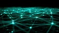 Abstract Network Connection: Blockchain, AI, Data - Teal Glowing Nodes Royalty Free Stock Photo