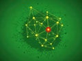 Abstract network connection with central node on green background Royalty Free Stock Photo