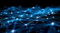 Abstract Network Connection Concept With Glowing Nodes And Lines, Dark Blue Background Royalty Free Stock Photo