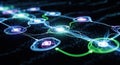 Abstract network connection concept with glowing nodes and lines representing data flow and communication in a modern technology Royalty Free Stock Photo