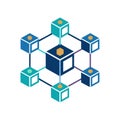 Abstract network connection concept using cube shapes to represent data nodes Royalty Free Stock Photo
