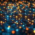 Abstract network connection concept. Vibrant glowing nodes and lines depict global connectivity, data flow, or technological