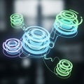 Abstract Network Connection Data Flow, Spiral Nodes Royalty Free Stock Photo