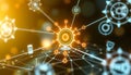 Abstract network connection, digital technology, data flow, communication, Stock Photo, Generative AI Royalty Free Stock Photo