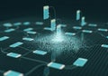 Abstract Network Connection Glowing Digital Blocks Connecting Data Royalty Free Stock Photo