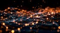 Abstract Network Connection With Glowing Dots And Lines On Dark Backdrop Royalty Free Stock Photo