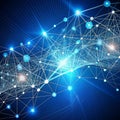Abstract network connection glowing lines and nodes Royalty Free Stock Photo