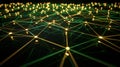 Abstract Network Connection - Glowing Nodes And Lines, Data Stream, Technology Concept Royalty Free Stock Photo