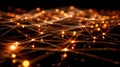Abstract Network Connection: Golden Light Nodes And Lines On Dark Background Royalty Free Stock Photo