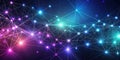 Abstract network connection illuminated nodes and lines forming a complex web of data. Generative AI Royalty Free Stock Photo
