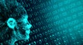 Abstract Network Connection Mesh Of Human Head On Binary Code Royalty Free Stock Photo