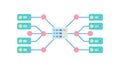 Abstract Network Connection with Server Blocks and Data Flow, vector design Generative AI Royalty Free Stock Photo
