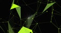 Abstract Network Connection Structure with Glowing Green Lines and Triangles Royalty Free Stock Photo