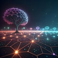 Abstract Network Connection Tree Conceptual Visualization Digital Cyberspace Communication Internet Backdrop Royalty Free Stock Photo