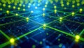Abstract Network Connections Blue Green Lights Glowing Spheres Digital Art Royalty Free Stock Photo