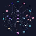 Abstract network connections design with geometric circles and lines