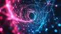 Abstract network creating data tunnel vortex using glowing dots Royalty Free Stock Photo
