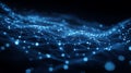 Abstract network data connection technology background blue glowing dots Royalty Free Stock Photo