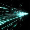 Abstract Network Data Stream in Turquoise Against Black Background Royalty Free Stock Photo