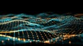 Abstract Network Data Visualization: Teal And Gold Glowing Particle Grid Royalty Free Stock Photo