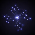 Glowing nodes are interconnected by luminous lines against a dark Royalty Free Stock Photo