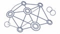 Abstract network diagram, connection lines, data flow, system structure, digital network vector design Generative AI Royalty Free Stock Photo