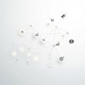 Abstract network diagram featuring interconnected icons Royalty Free Stock Photo