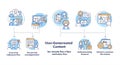 Abstract network diagram featuring interconnected nodes within circular shapes, Royalty Free Stock Photo