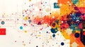 Abstract Network, Exploring Connectivity, Intersections, and Pathways of Colorful Circuits, Nodes, and Geometric Sh