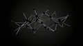 Abstract Network of Geometric Shapes with Black and Silver Color Palette on Dark Background Royalty Free Stock Photo