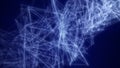 Abstract network of glowing blue connections and nodes forming a digital web structure on a dark surface Royalty Free Stock Photo