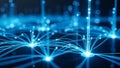 Abstract network of glowing blue light lines and nodes connecting in a digital data stream Keywords: network Royalty Free Stock Photo