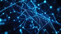 Glowing Blue Nodes and Lines Form a Network in Abstract Dark Space Royalty Free Stock Photo