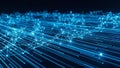 Abstract network of glowing blue lines and nodes creating a digital data flow pattern Keywords: abstract, network Royalty Free Stock Photo