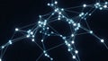 Abstract network of glowing blue nodes and connecting lines in dark space connection Royalty Free Stock Photo
