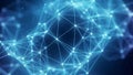 Abstract network of glowing blue nodes and connecting lines representing digital connections and data flow Royalty Free Stock Photo