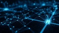 Abstract network of glowing blue nodes and lines representing digital connections and data flow on a dark background Royalty Free Stock Photo