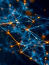Abstract network of glowing blue and orange lines representing digital connectivity Royalty Free Stock Photo