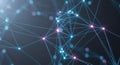 Abstract Network of Glowing Blue and Pink Nodes Connected by Thin Lines on a Dark Gradient Background Royalty Free Stock Photo