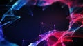 Abstract network of glowing blue and red interconnected dots and lines background Royalty Free Stock Photo