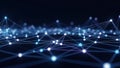 Abstract Network of Glowing Blue and White Nodes Connected by Lines technology connection Royalty Free Stock Photo