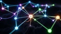 Abstract Network of Glowing Connected Nodes and Lines Representing Data or Technology Connections Keywords: abstract Royalty Free Stock Photo