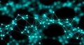 Abstract Network of Glowing Cyan Nodes and Lines on Black connection technology Royalty Free Stock Photo