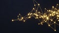 Abstract Network of Glowing Golden Dots and Lines on Dark Background Royalty Free Stock Photo