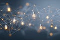 Abstract Network with Glowing Lightbulbs and Connections Royalty Free Stock Photo