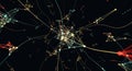 Abstract Network of Glowing Lines and Nodes in Dark Space connection data Royalty Free Stock Photo