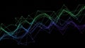 Abstract network of glowing lines and nodes in gradient colors Royalty Free Stock Photo