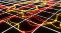 Abstract Network of Glowing Lines and Nodes on a Grid Royalty Free Stock Photo