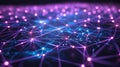 Abstract Network Of Glowing Nodes And Lines Connecting Data Points, Technology Background Royalty Free Stock Photo