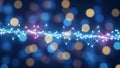Abstract network of glowing nodes and lines connecting in digital space with bokeh effect Royalty Free Stock Photo